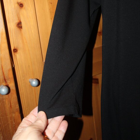 Garnet Hill Knit Black Trapeze Dress 3/4 Sleeve XL Old Money - Picture 5 of 10
